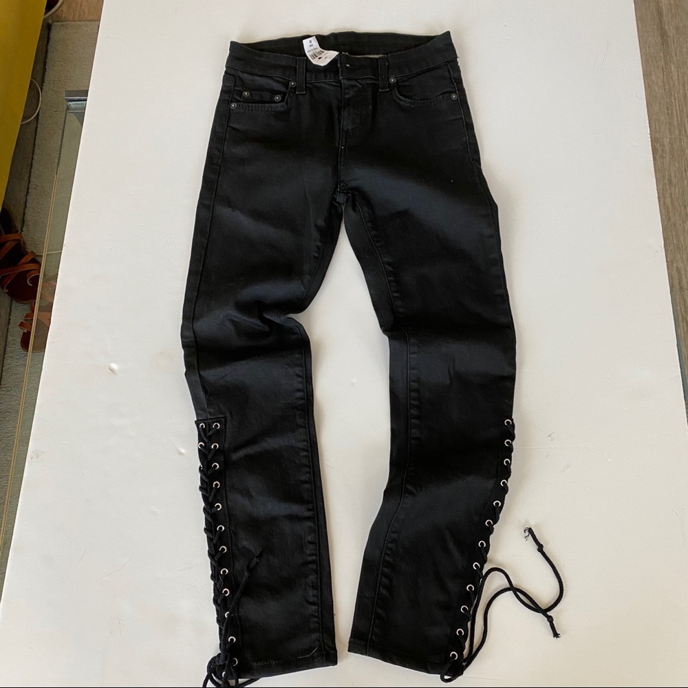 NWT LF black lace up calf skinny jeans - Picture 3 of 6